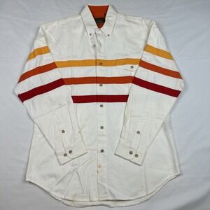 VTG 90s Roper Mens Western Shirt Medium Brushpopper Hudson Bay Striped USA Heavy